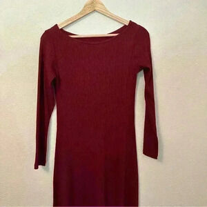 Farm Rio wine red ribbed dress
